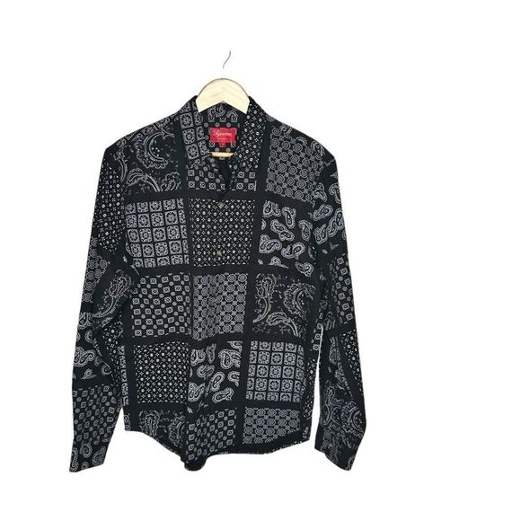 Supreme Paisley Print Long Sleeve Button Up Shirt Size Medium - Picture 9 of 9